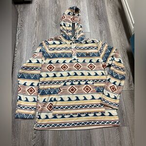 O'Neill Blue and Brown Patterned Hoodie Sweater